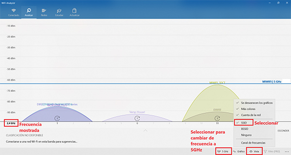 canales router WiFi Analyzer